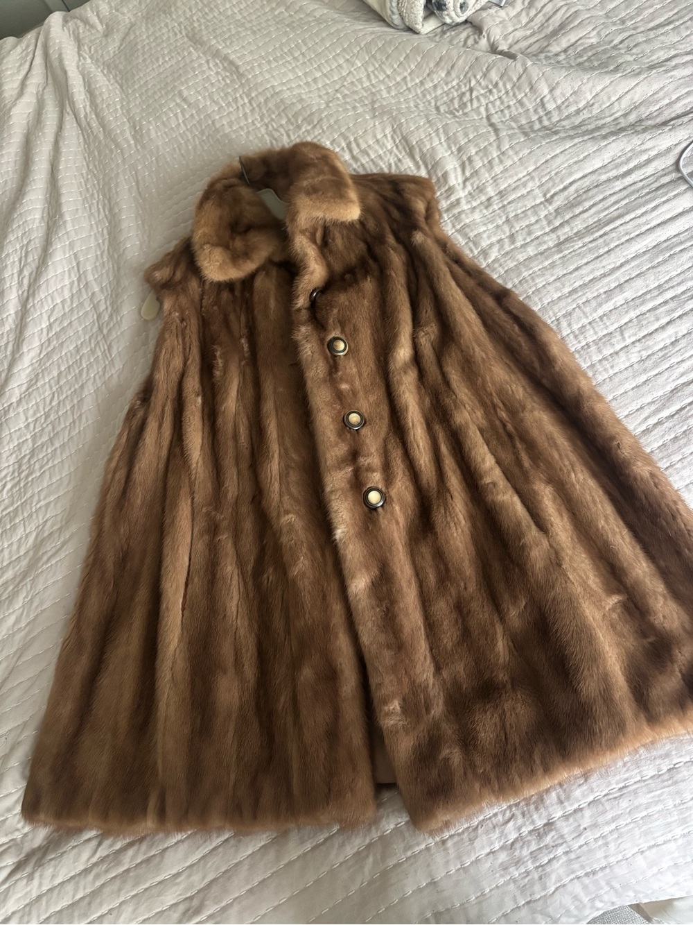 Vintage Mink Fur Coat Cape in Rich Brown